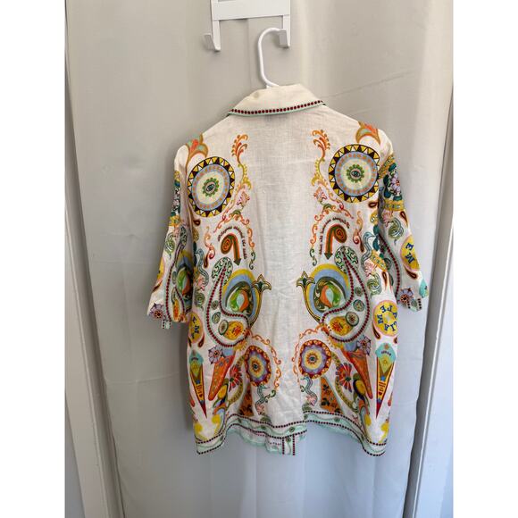 New ALEMAIS Pinball Mullticolor Linen Button-Front Shirt - Picture 6 of 7